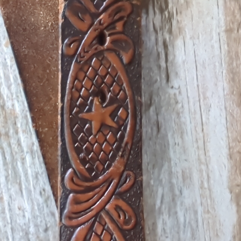 Vintage Hand Tooled Leather Texas Souvenir Belt Alamo Lone Star Flag 32 - Picture 4 of 10